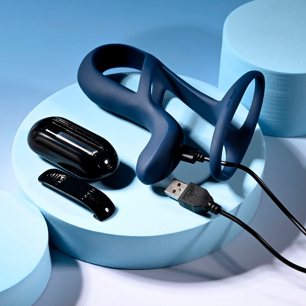 Zero Tolerance BIG TIME - Navy  USB Rechargeable Vibrating Penis Sleeve with Wireless Remote