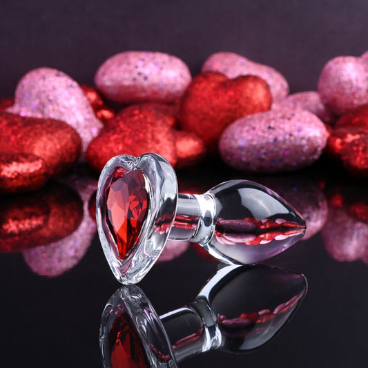 Adam & Eve RED HEART GEM GLASS PLUG SMALL