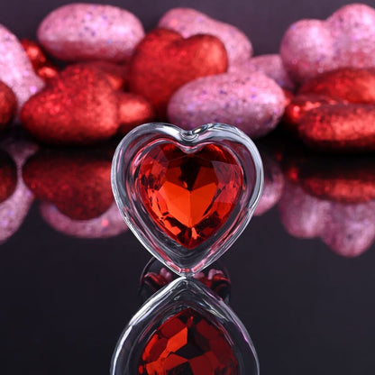 Adam & Eve RED HEART GEM GLASS PLUG SMALL