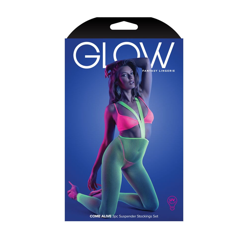 GLOW COME ALIVE 3pc Suspender Stockings Set