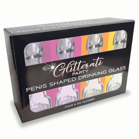 Glitterati Penis 6oz Drinking Glass Pack