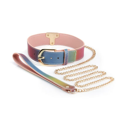 Spectra Bondage Collar & Leash - Rainbow