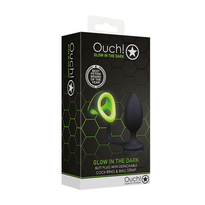 OUCH! Glow In The Dark Butt Plug with Cock Ring & Ball Strap