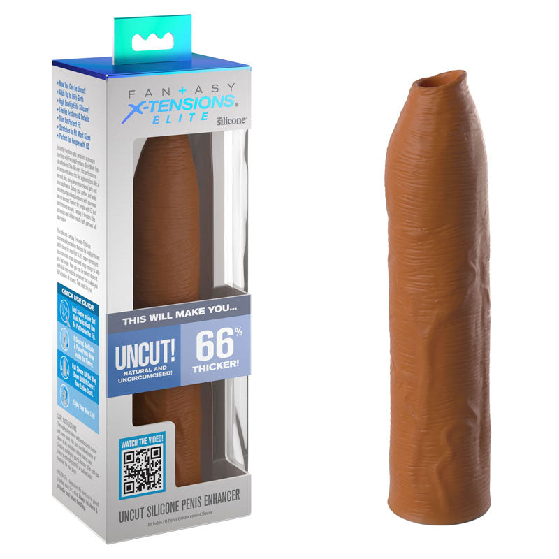 Fantasy X-Tensions Elite Uncut Silicone Penis Enhancer - Tan