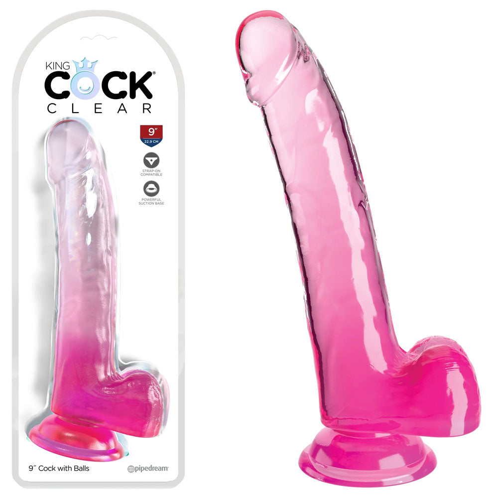 King Cock Clear 9'' Cock with Balls -