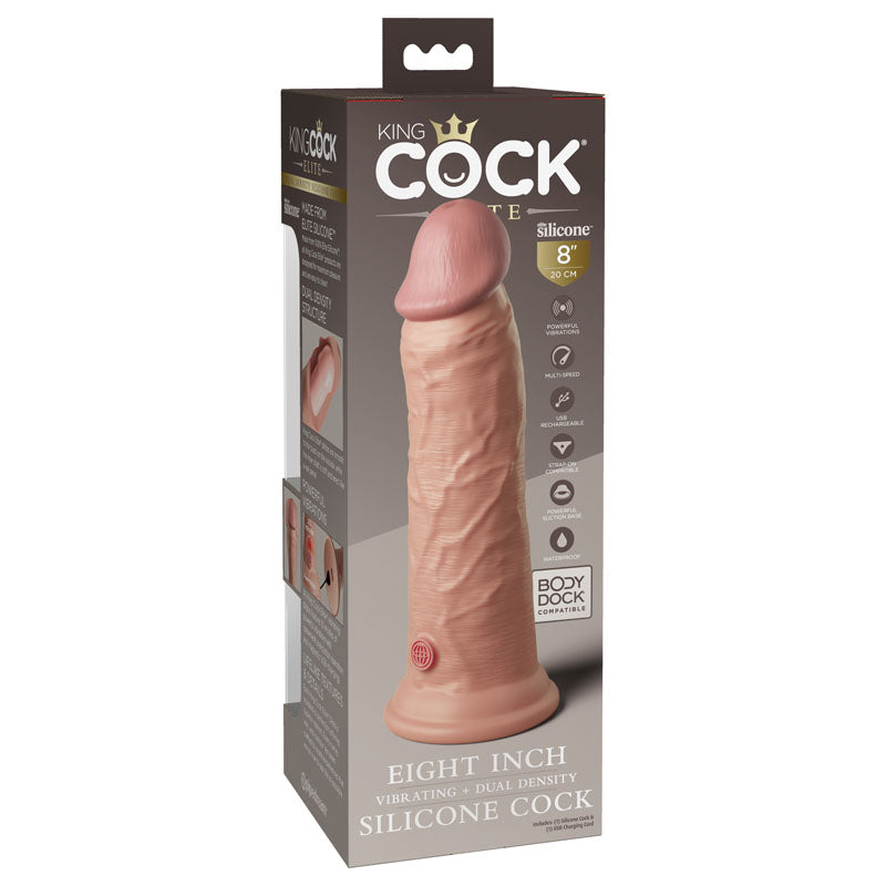 King Cock Elite 8'' Vibrating Dual Density Cock -