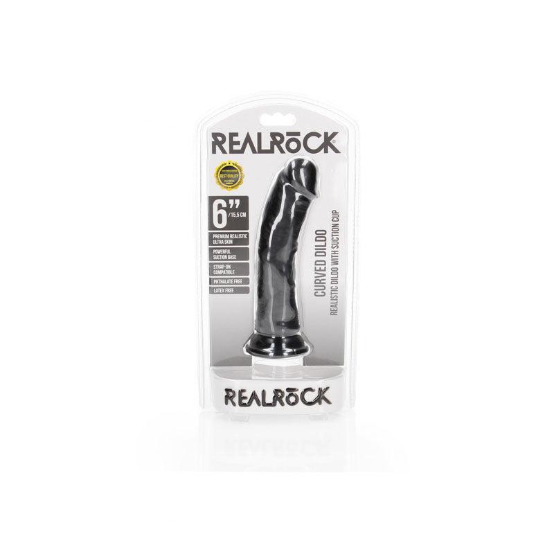 REALROCK Realistic Regular Curved Dildo with Suction Cup - 15.5 cm