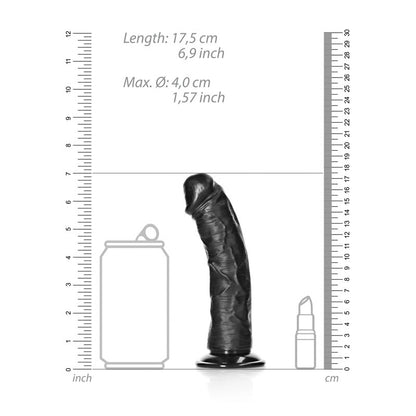 REALROCK Realistic Regular Curved Dildo with Suction Cup - 15.5 cm