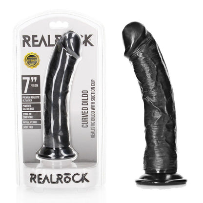 REALROCK Realistic Regular Curved Dildo with Suction Cup - 18 cm