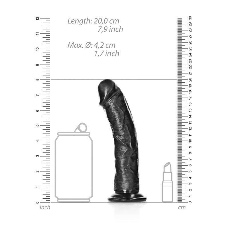 REALROCK Realistic Regular Curved Dildo with Suction Cup - 18 cm