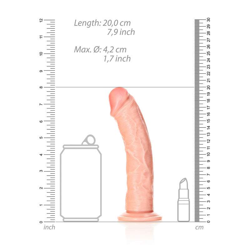 REALROCK Realistic Regular Curved Dildo with Suction Cup - 18 cm