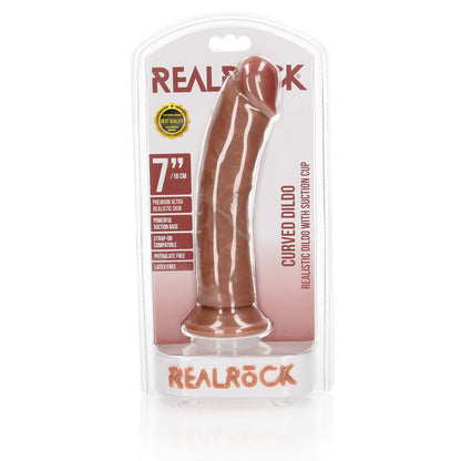 REALROCK Realistic Regular Curved Dildo with Suction Cup - 18 cm
