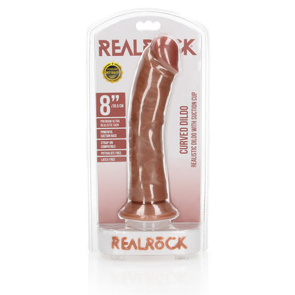 REALROCK Realistic Regular Curved Dildo with Suction Cup - 20 cm