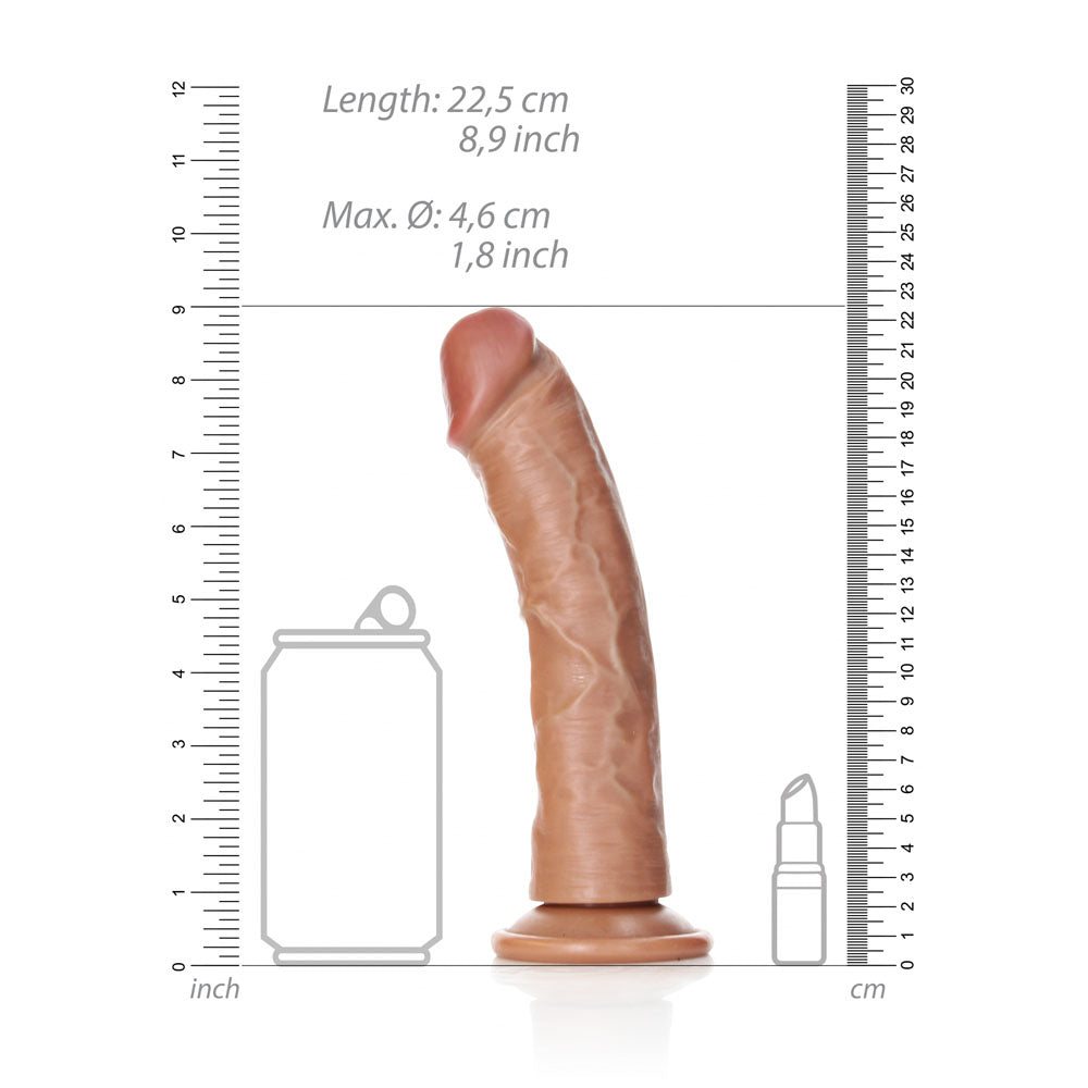 REALROCK Realistic Regular Curved Dildo with Suction Cup - 20 cm