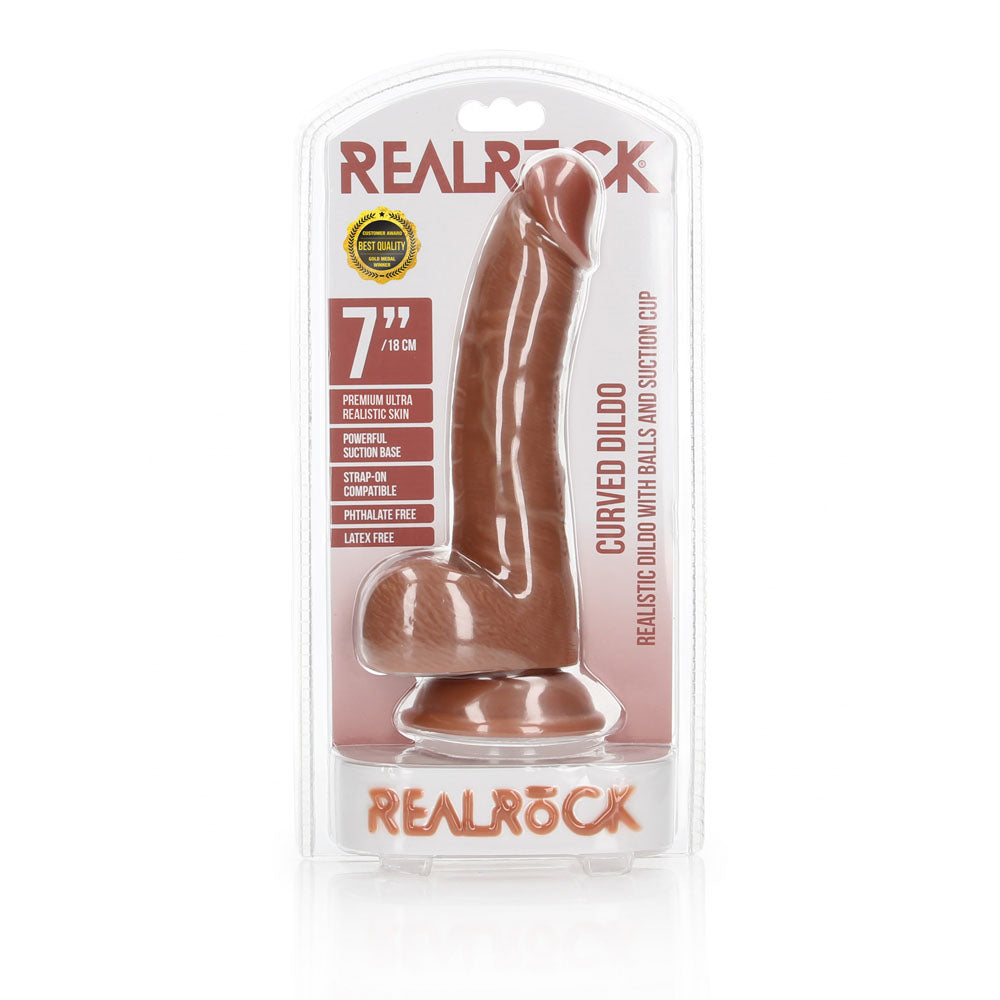 REALROCK Realistic Regular Curved Dong with Balls - 18 cm