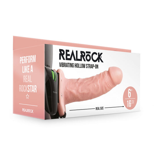 REALROCK Vibrating Hollow Strap-on - 15.5 cm