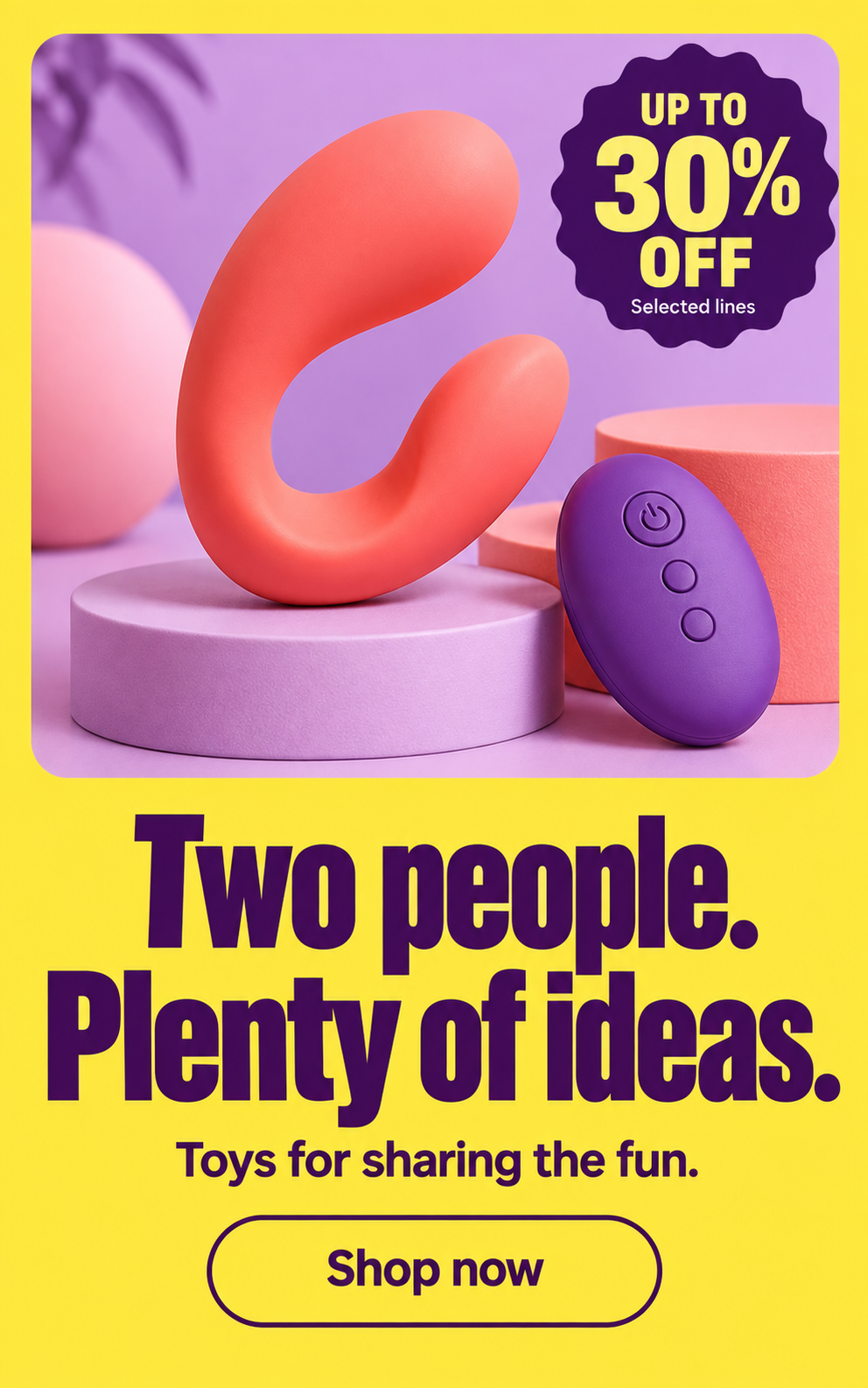 Two people. Plenty of ideas. Up to 30% off selected lines. Shop now.
